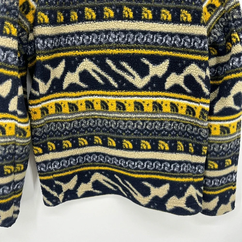 The North Face Mens Aztec Print Sherpa Fleece Full Zip Jacket Yellow M